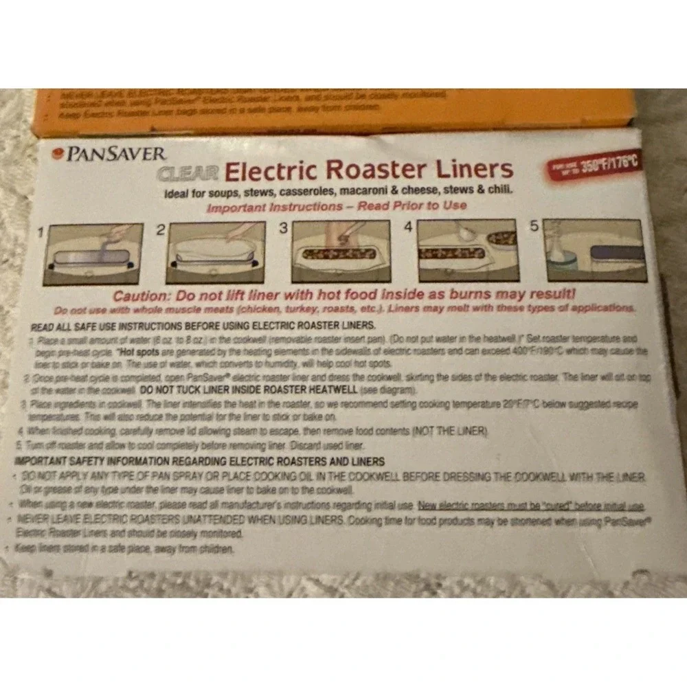 PanSaver Electric Roaster Liners Fits 16 18 22 Quart 3 Boxes 6 Liners 34X18 In